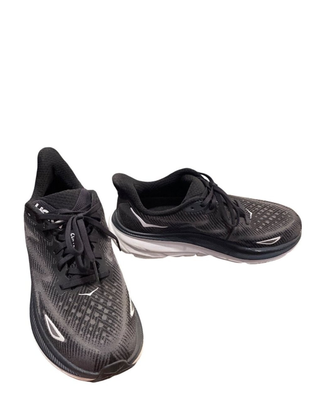 Hoka Clifton 9 wms black white running walking sneakers shoes sz .5B SKU 10-061
